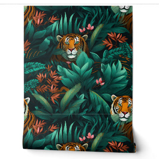 Roar & Explore Rainforest Botanical Wallpaper