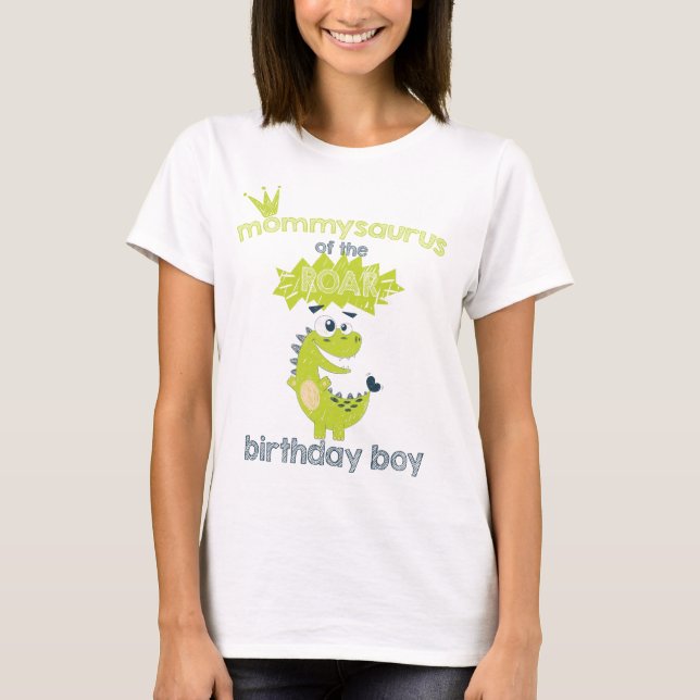 ROAR Green Personalised Dinosaur Birthday Mum T-Shirt (Front)