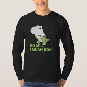Roar I Mean Boo Cute Kawaii Halloween T-Rex Ghost T-Shirt
