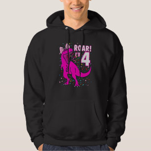 Roar I'm 4 Four Year Old Dinosaur Birthday 4th Din Hoodie