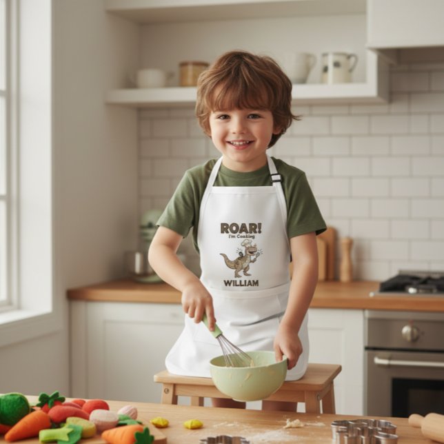 ROAR! I'm Cooking Funny Dinosaur Chef Kid's Apron (Creator Uploaded)