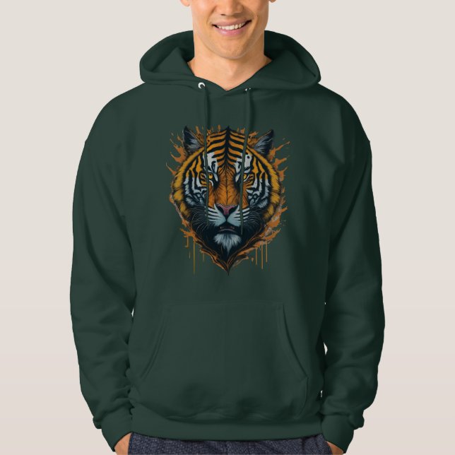 Roar in Rainbow: A Multicolored Tiger Hoodie (Front)
