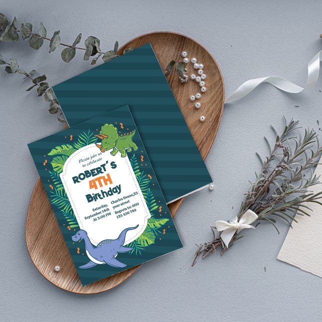 Roar into Fun! Hand-Drawn Dinosaur Birthday  Invitation (Roar Into Fun Dinosaur Birthday Invitation)