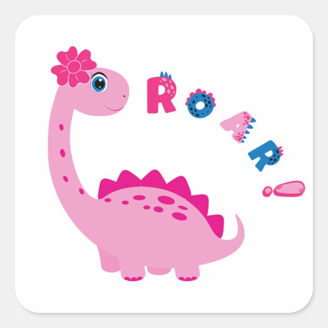Roar into Fun with a Dino-Mite Party! Square Sticker (Front)
