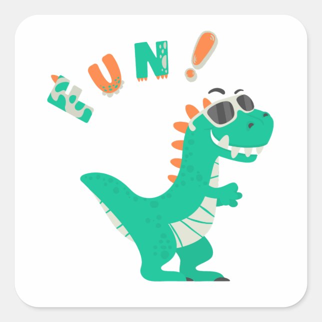 Roar into Fun with a Dino-Mite Party! Square Sticker (Front)