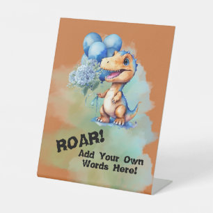 Roar Its A Boy T-Rex Dinosaur Custom Pedestal Sign