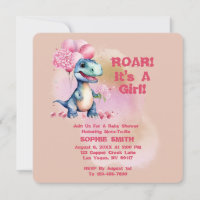 Roar It's A Girl T-Rex Baby Dinosaur Pink
