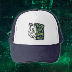 Roar Louder, Hustle Harder, Tiger   Trucker Hat