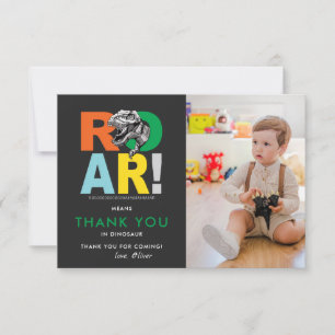 Roar Means Thank You Dinosaur Thank You Photo Card