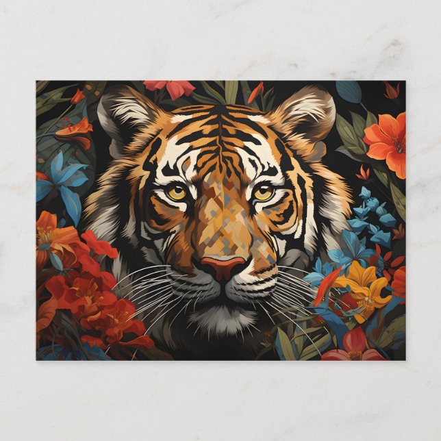 "Roar of Majesty: Captivating Tiger-Inspired Postcard (Front)
