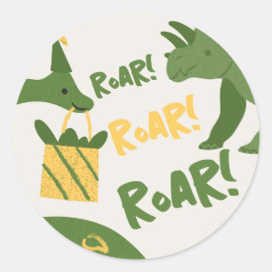 Roar Party Animals Birthday Classic Round Sticker