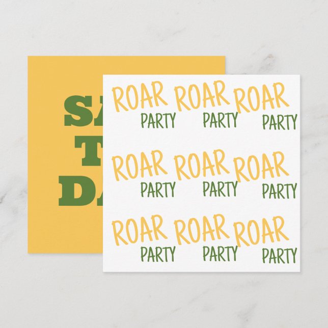 Roar Party Animals Birthday Save The Date (Front/Back)