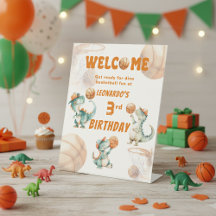 Roar & Score Basketball Dino Boy Birthday Welcome