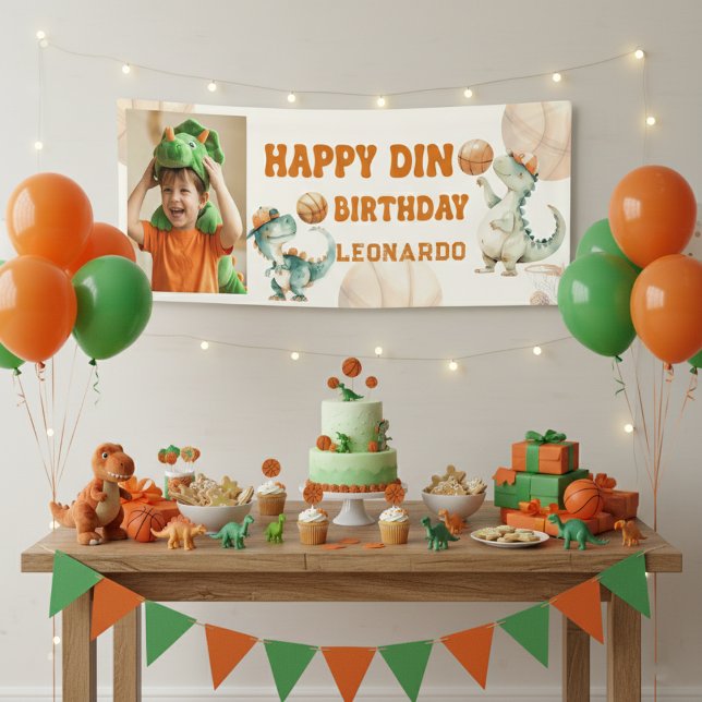 Roar & Score Basketball Dino Boy Happy Birthday Banner (Creator Uploaded)