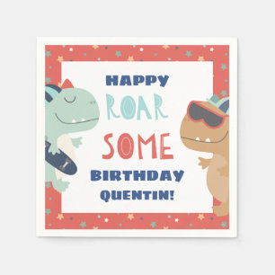 Roar Some Cool Dinosaur Boys Birthday Party Napkin
