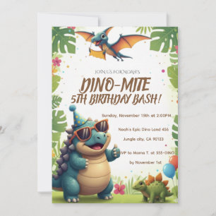 Roar-some Dinosaur Birthday Invitation 