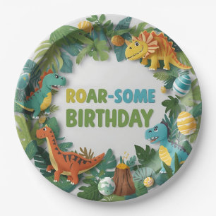 Roar-some Dinosaur Birthday Party Paper Plate