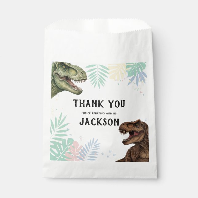 Roar-Some Dinosaur Thank You Custom Favor Bag (Front)