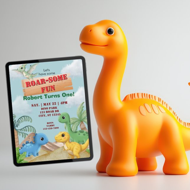 Roar-Some Fun, Dino 1st Birthday Invitation (Creator Uploaded)