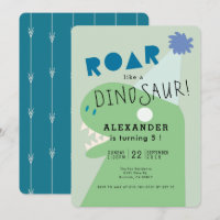 ROAR T-Rex Dinosaur Green Boy's Birthday