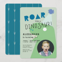 ROAR T-Rex Dinosaur Green Photo Boy's Birthday
