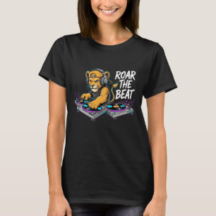 Roar the Beat – Lion Headphones Music Vibes T-Shirt