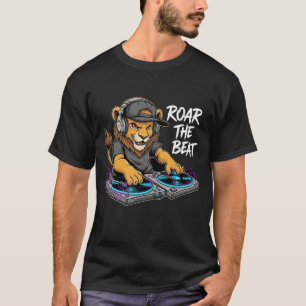 Roar the Beat – Lion Headphones Music Vibes T-Shirt