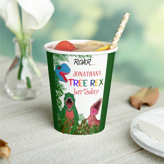 Roar Three Rex 3rd Birthday Party  Paper Cups (Insitu)
