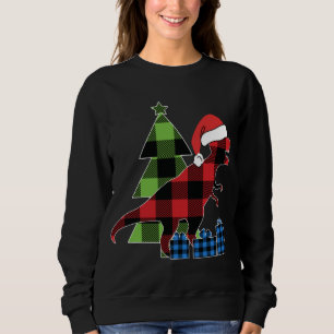 Roar Trex Christmas Red Plaid Christmas For Boys Sweatshirt