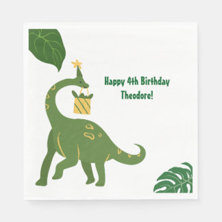 Roar We're 4 - Twins Dinosaur Birthday Party  Napkin