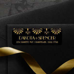 Roarin 20s Gold and Black Modern Art Deco Address