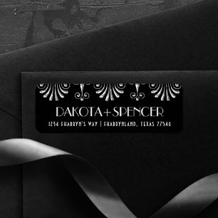 Roarin 20s Silver on Black Modern Art Deco Address