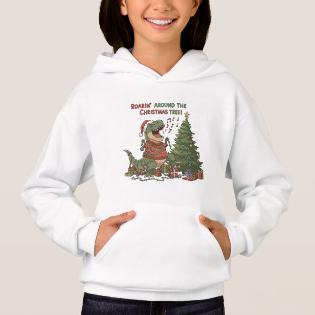  Roarin' Around The Christmas Tree Funny T-Rex  (Front)