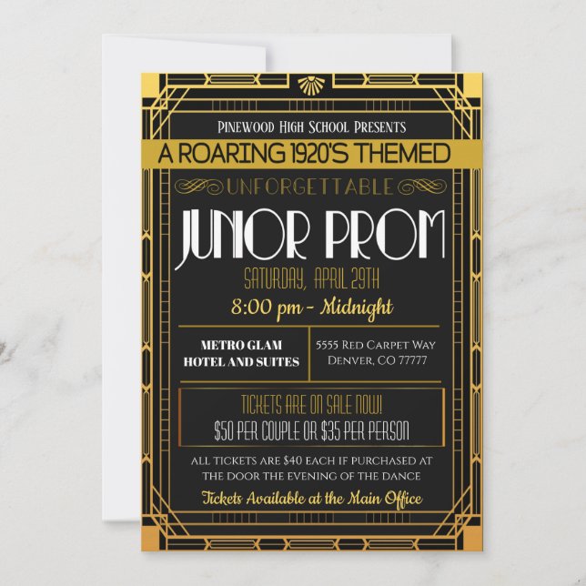  Roaring 1920's Junior Prom Invitation (Front)