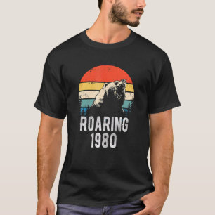 Roaring 1980 Vintage Retro Sunset Bear Animal 42nd T-Shirt