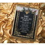 Roaring 20s 1920s Holiday Party Invitation<br><div class="desc">Roaring 20s 1920s Art Deco Gatsby Holiday Christmas New Years Eve Party White Fern Geometric Metallic Gold Pearl Invitation</div>
