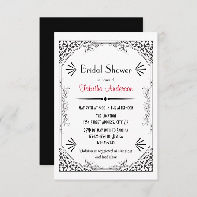 Roaring 20s - 3x5 Bridal Shower Invitation (Front/Back)