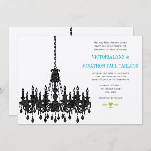 Roaring 20's Aqua Chandelier Wedding Invitations