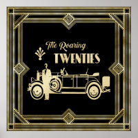 Roaring 20's art deco 1920 black and gold