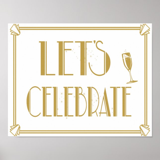 Roaring 20's Art Deco Lets Celebrate wedding print (Front)