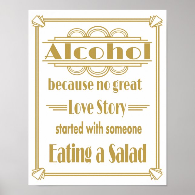 Roaring 20's Art deco Wedding Alcohol Bar print (Front)
