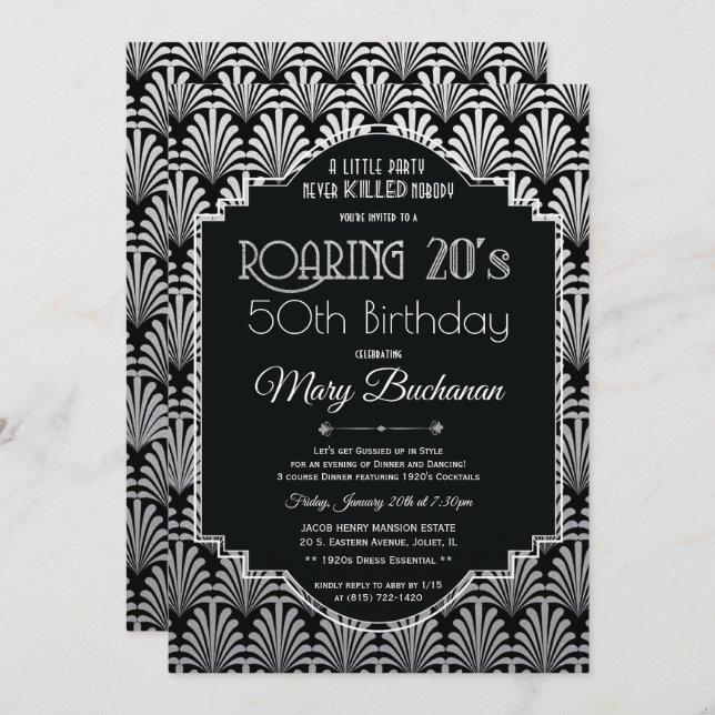 Roaring 20s Birthday Invitation (Front/Back)