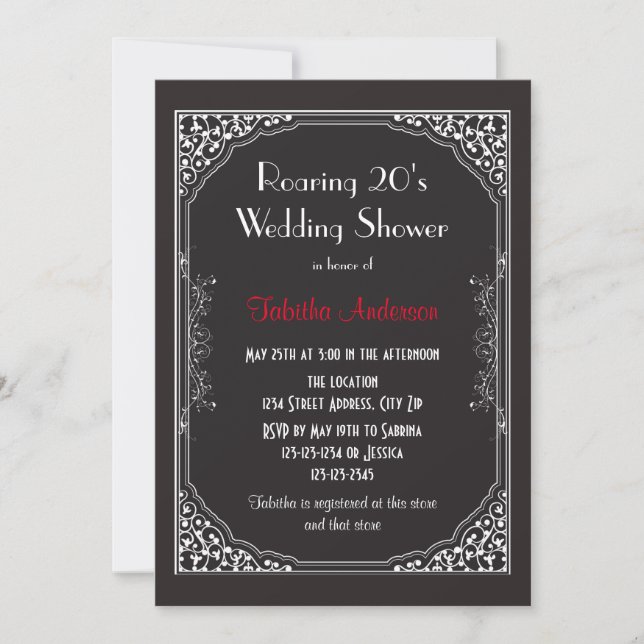 Roaring 20s Black - Wedding Shower Invitation (Front)