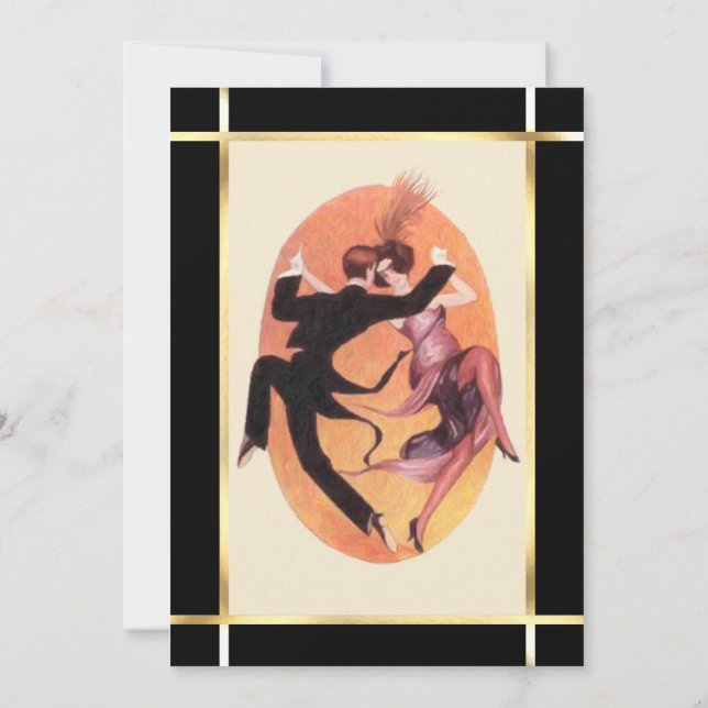 Roaring 20's Dancing Couple Cocktail Party Invitation (Back)