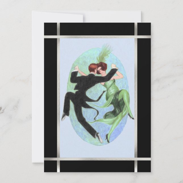 Roaring 20's Dancing Couple Cocktail Party Invitation (Back)