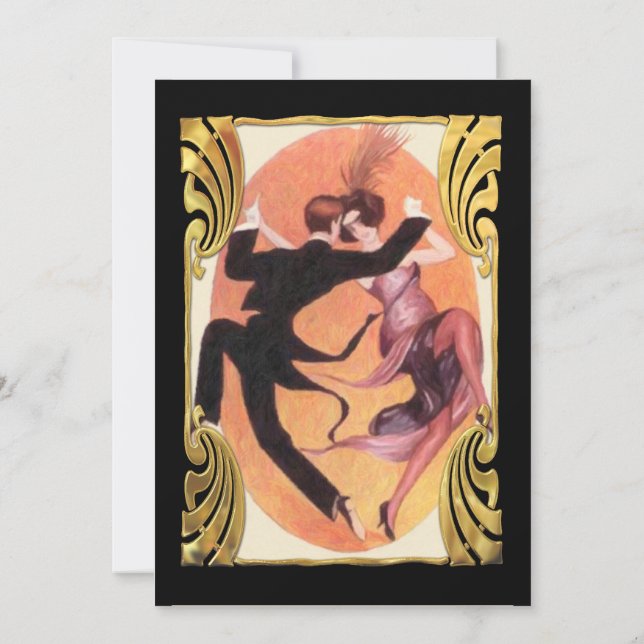 Roaring 20's Dancing Couple Cocktail Party Invitation (Back)