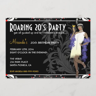Roaring 20's Flapper Girl Retro Invitations