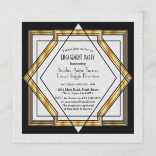 Roaring 20s Great Gatsby Art Deco Engagement Party Invitation