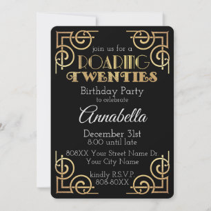 Roaring 20s Great Gatsby Theme Party Invitation