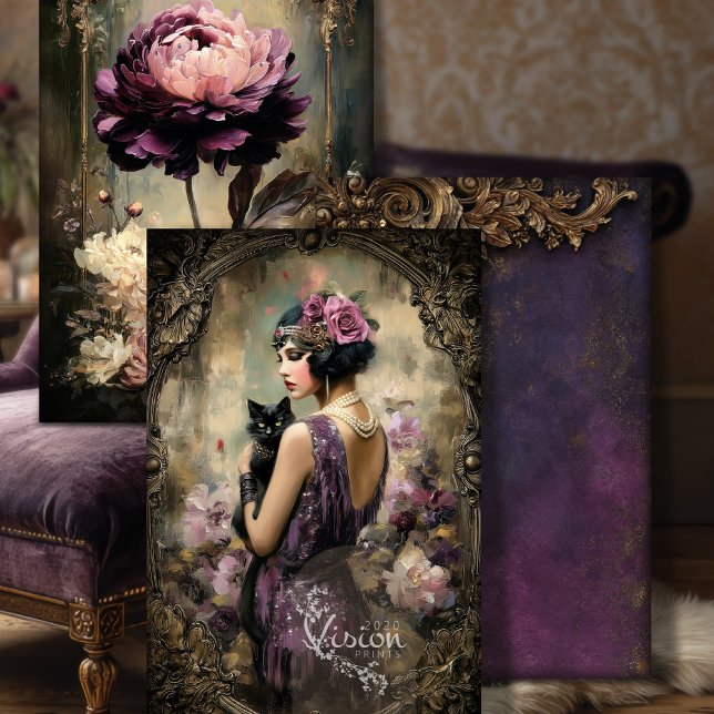 Roaring 20's Heavyweight Decoupage Paper SET (Roaring 20's Heavyweight Decoupage Moody Purple Craft Paper Matching Set)